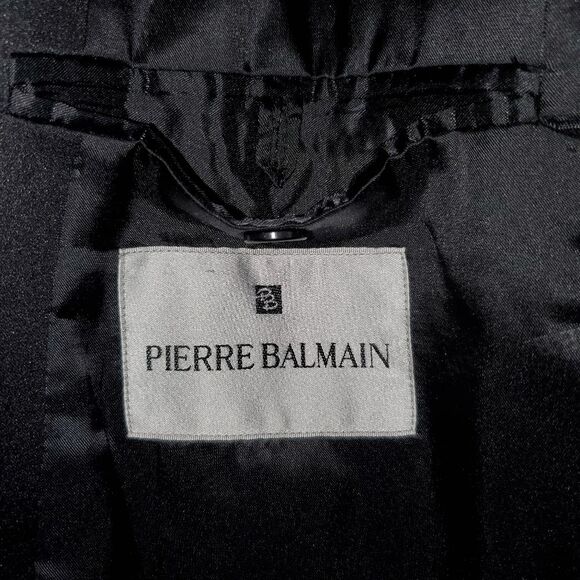 Pierre Balmain Wool Tuxedo Jacket Black Suiting Blazer Satin Shawl Collar 44R - Picture 8 of 16